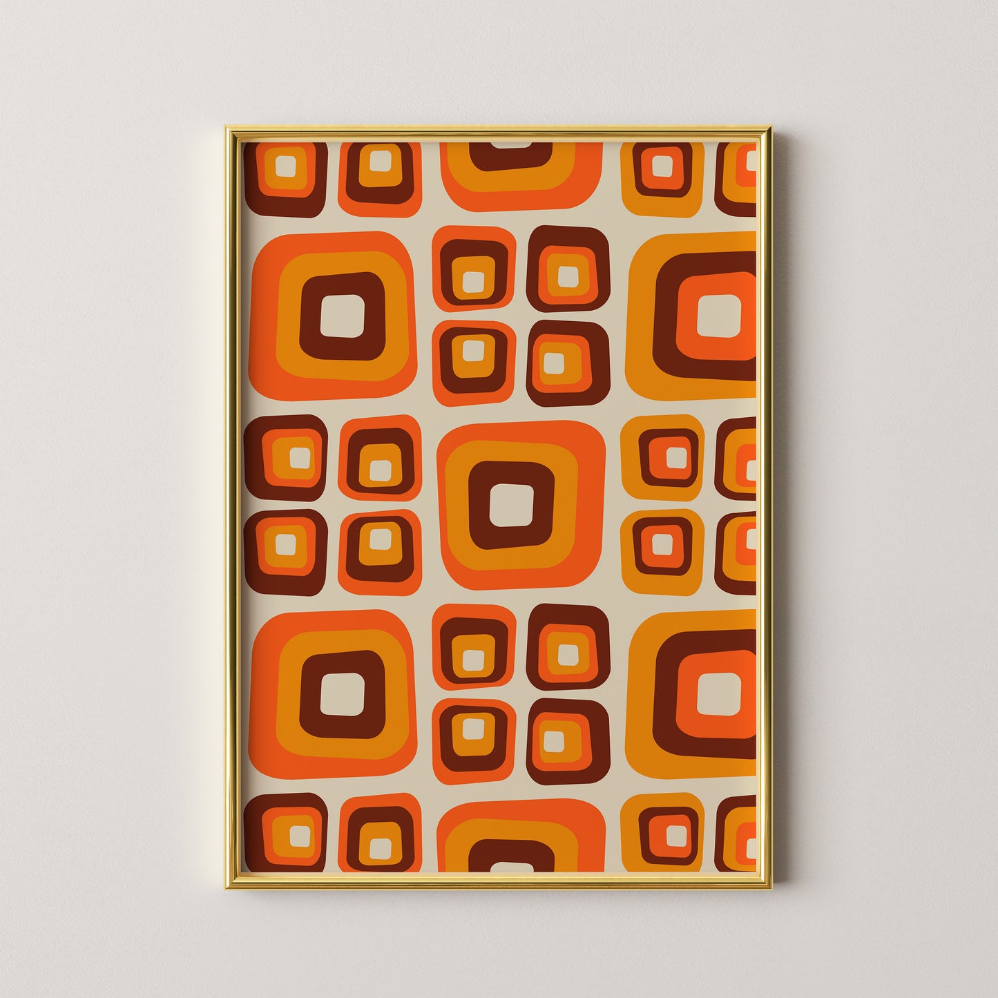 70's Orange and Brown Squares Print