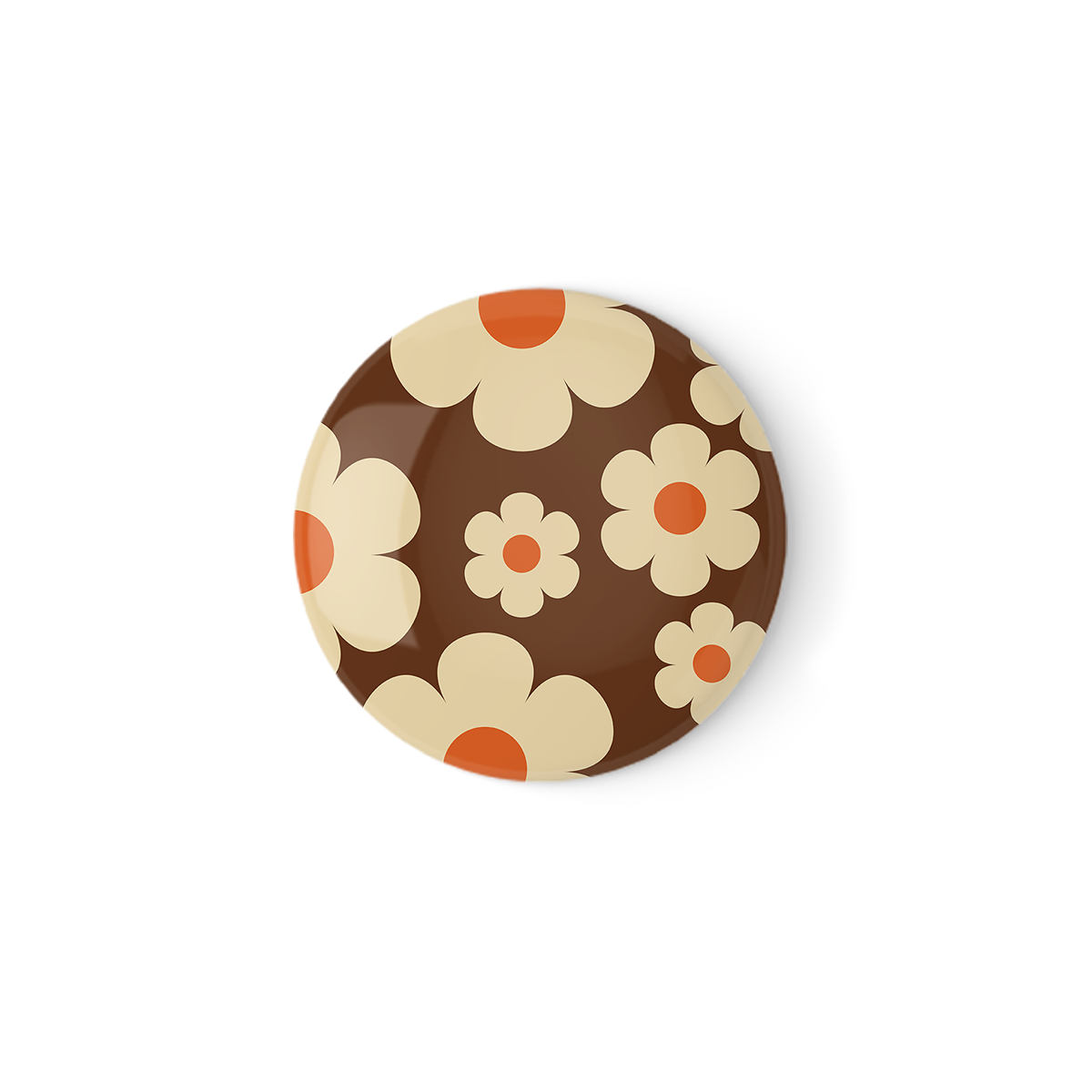 Ivory and Orange Flowers Pinback Button