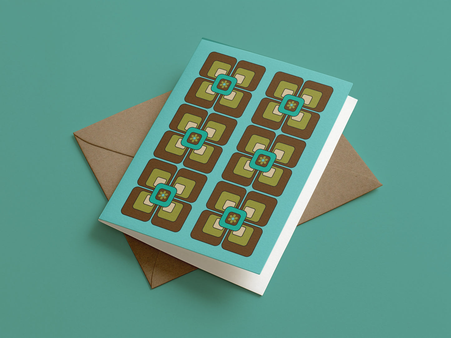 Blue and Brown Squares Art Card
