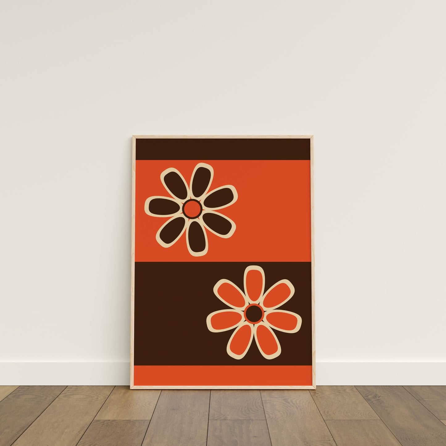 Brown and Orange Flowers Print