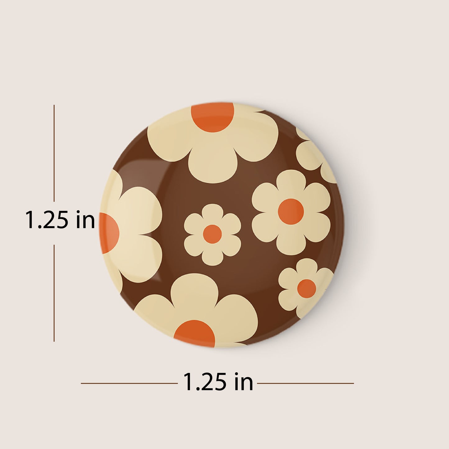 Ivory and Orange Flowers Pinback Button