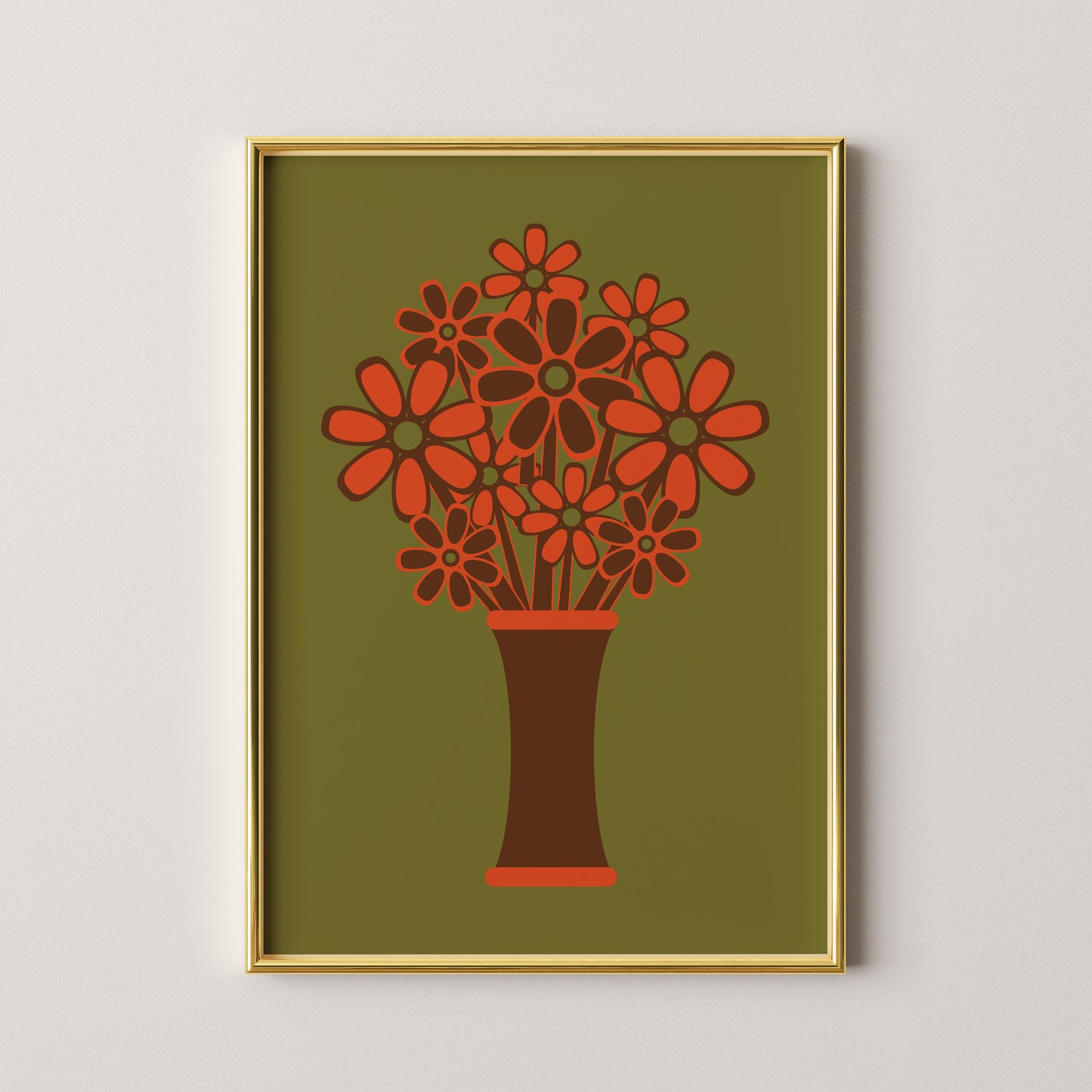 Brown Vase Orange Flowers Print