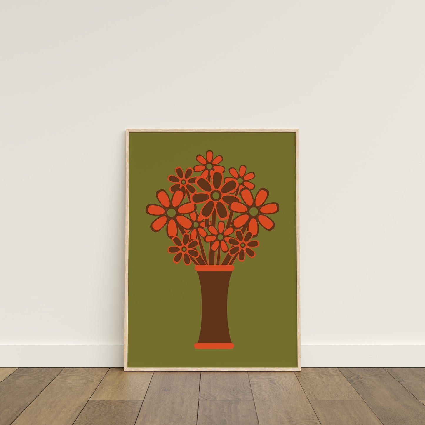 Brown Vase Orange Flowers Print