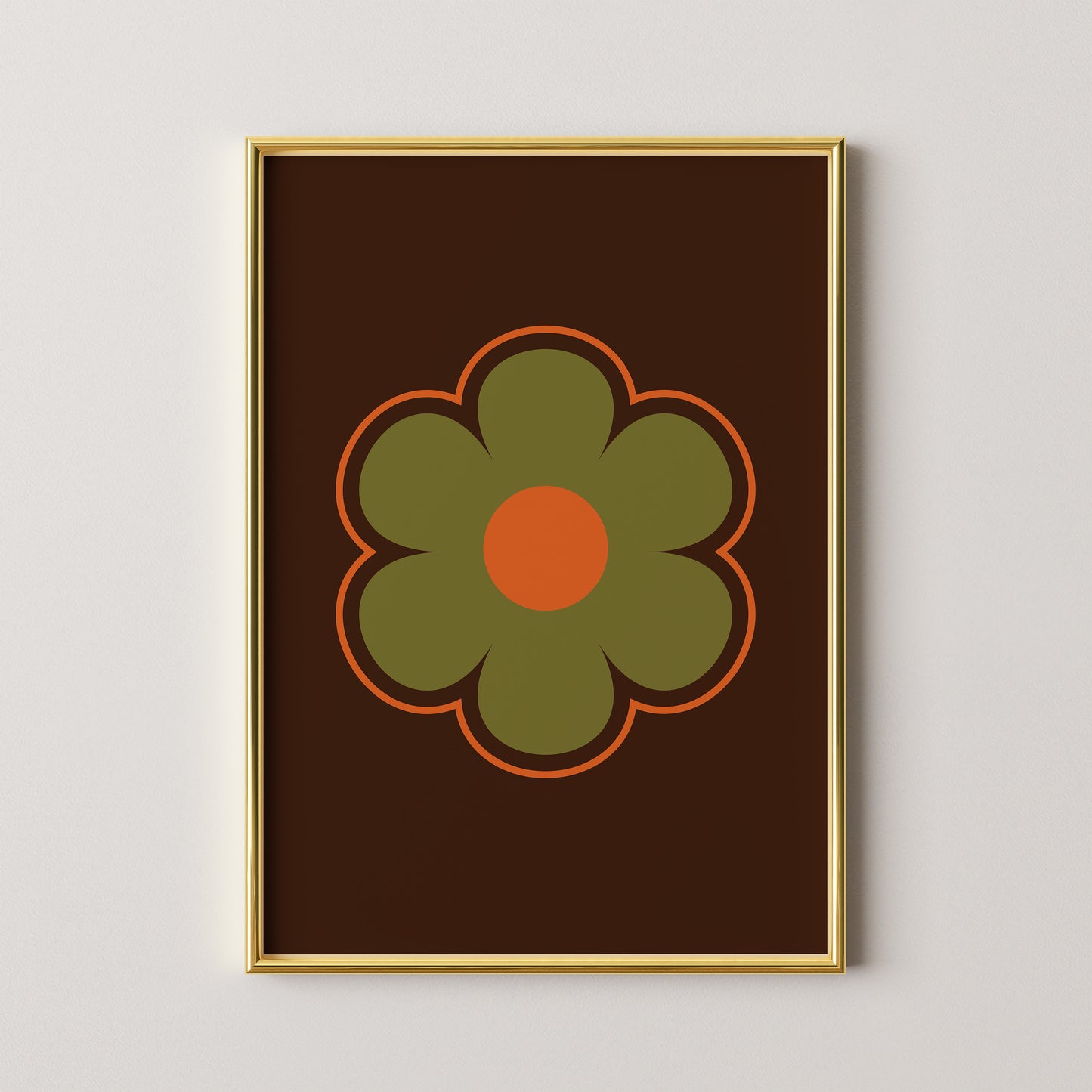 Green and Orange Flower Print