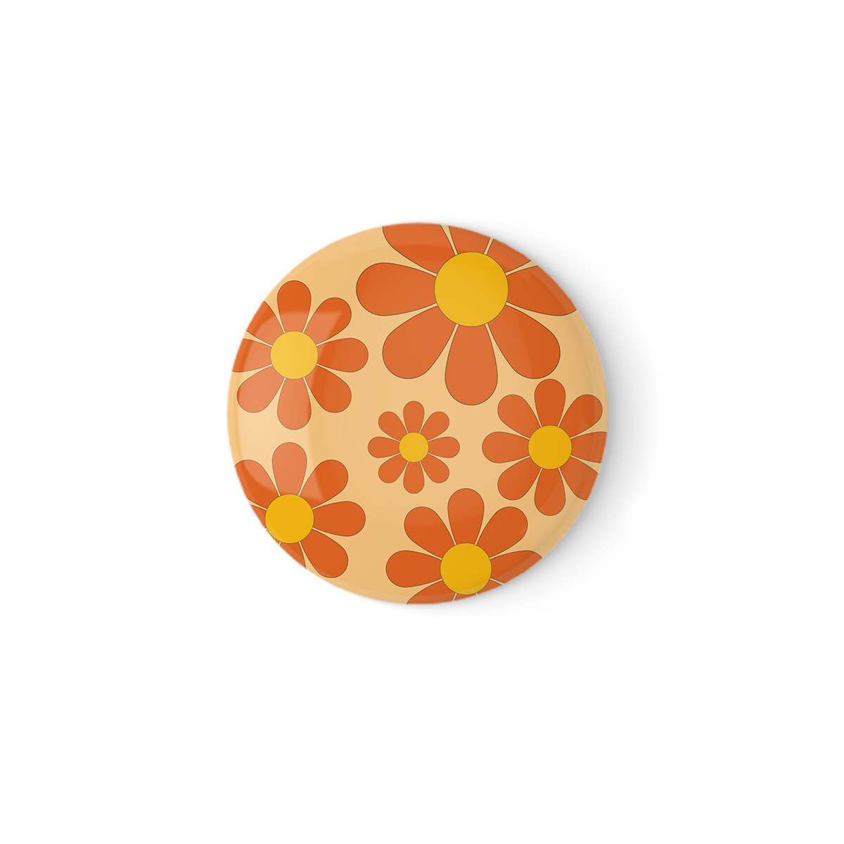 Orange and Yellow Flower Pinback Button