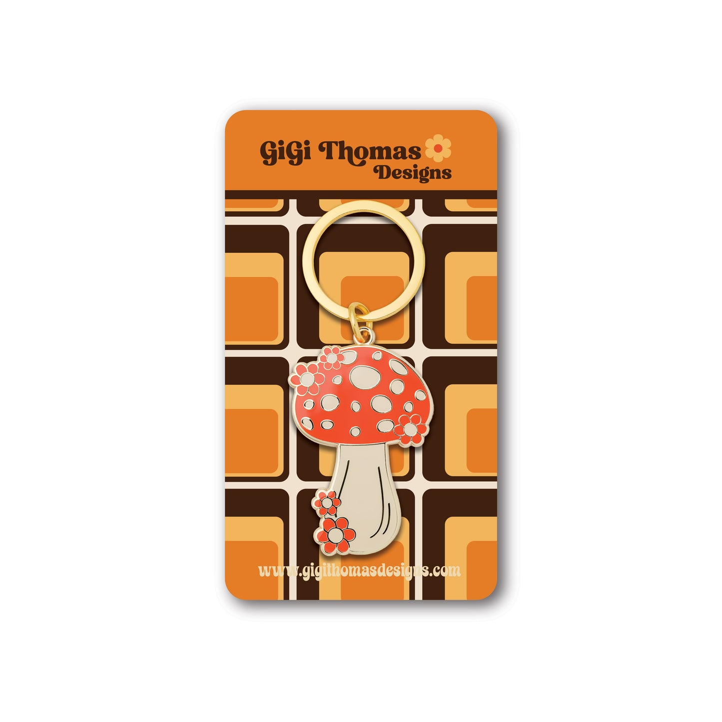 Orange Mushroom Keychain
