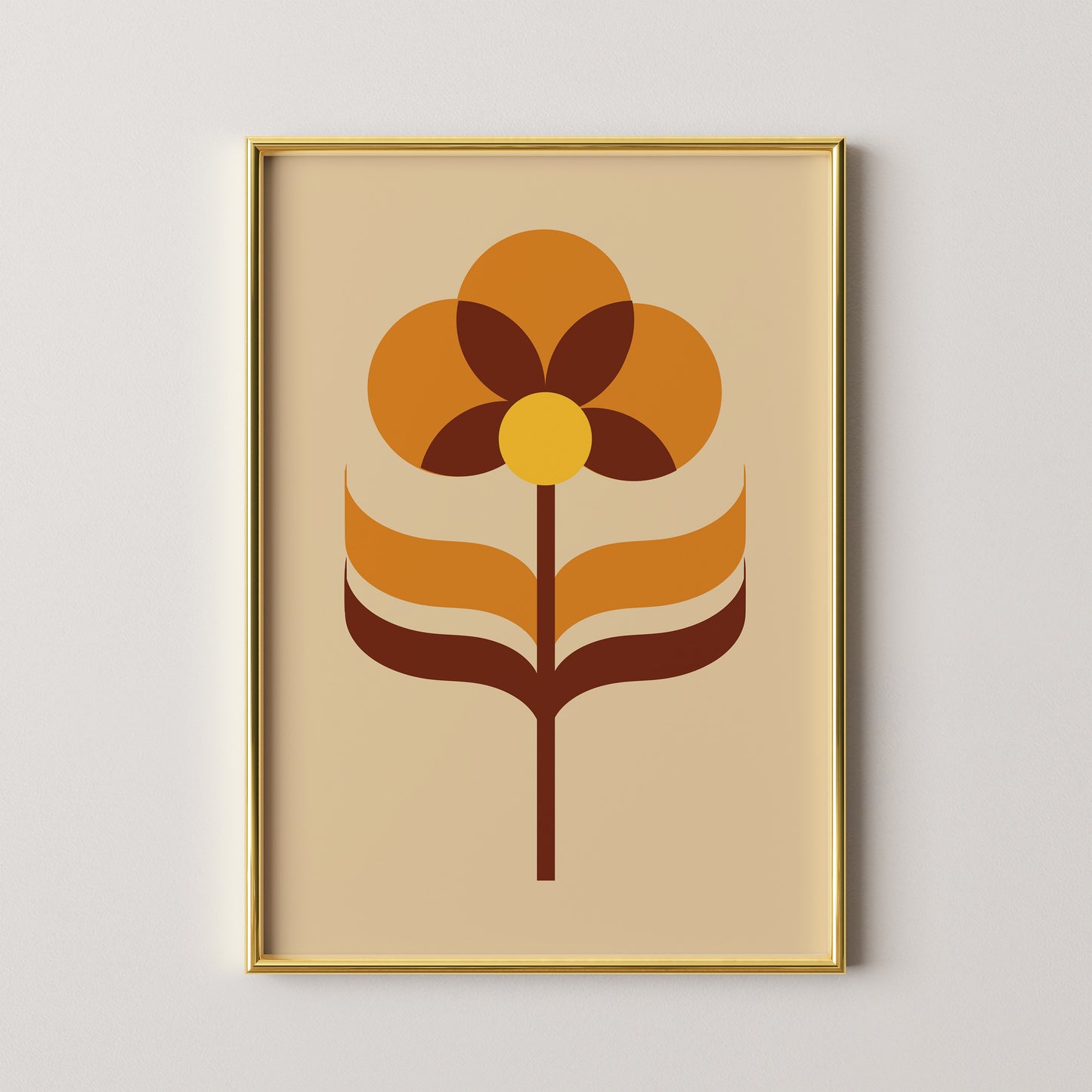 Orange and Brown Flower Print