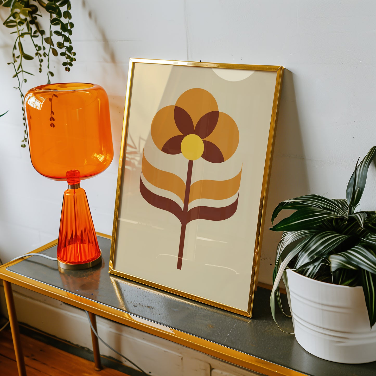 Orange and Brown Flower Print