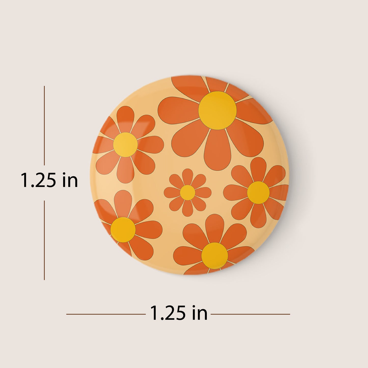 Orange and Yellow Flower Pinback Button
