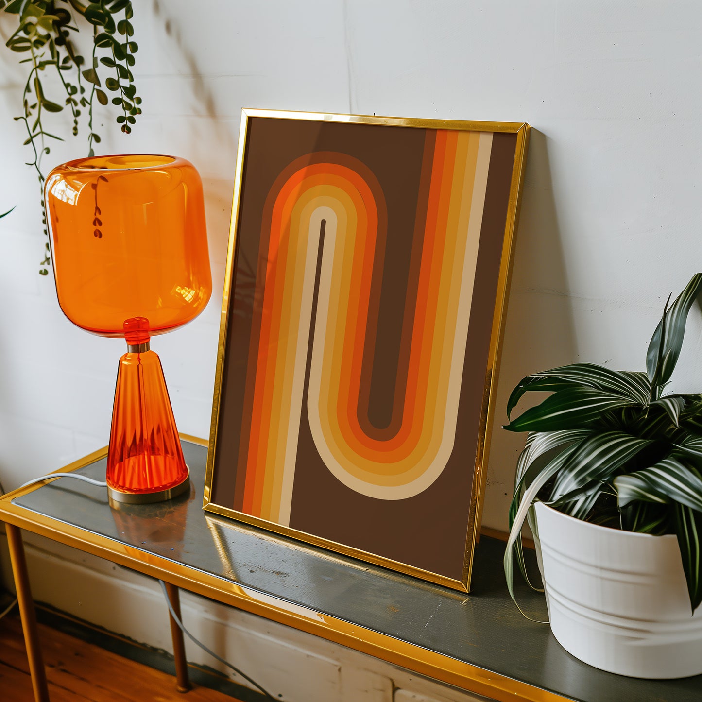 Retro Wave Dark Brown Print