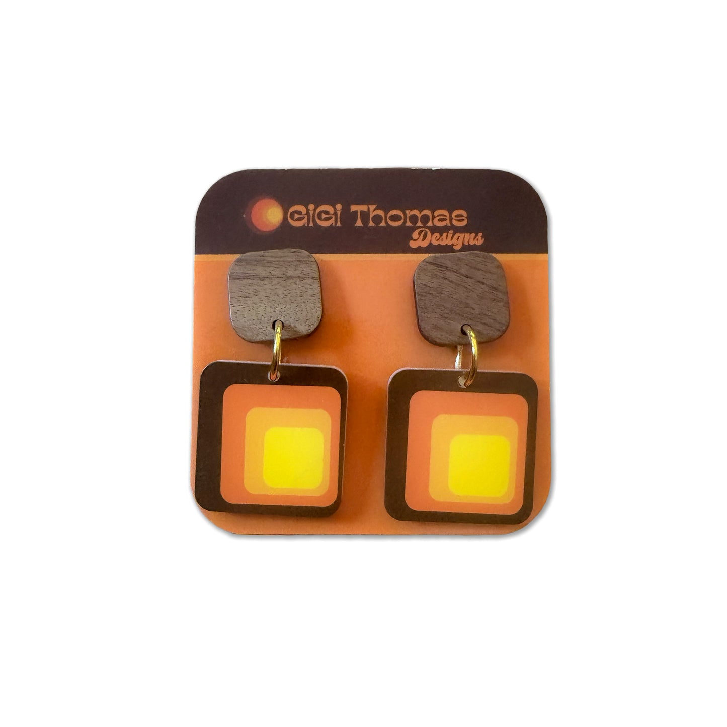 Brown and Orange Squares Earrings
