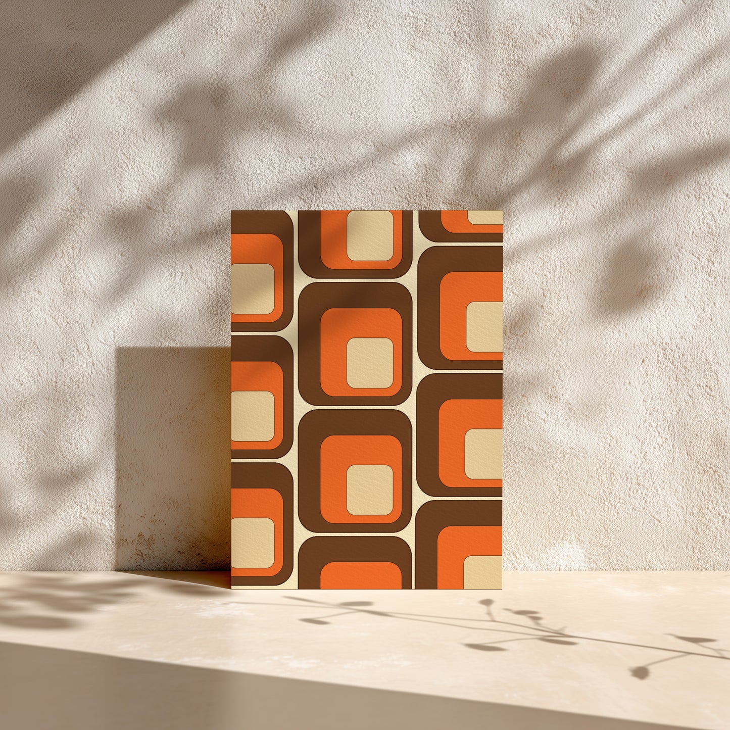Brown and Orange Squares Art Card