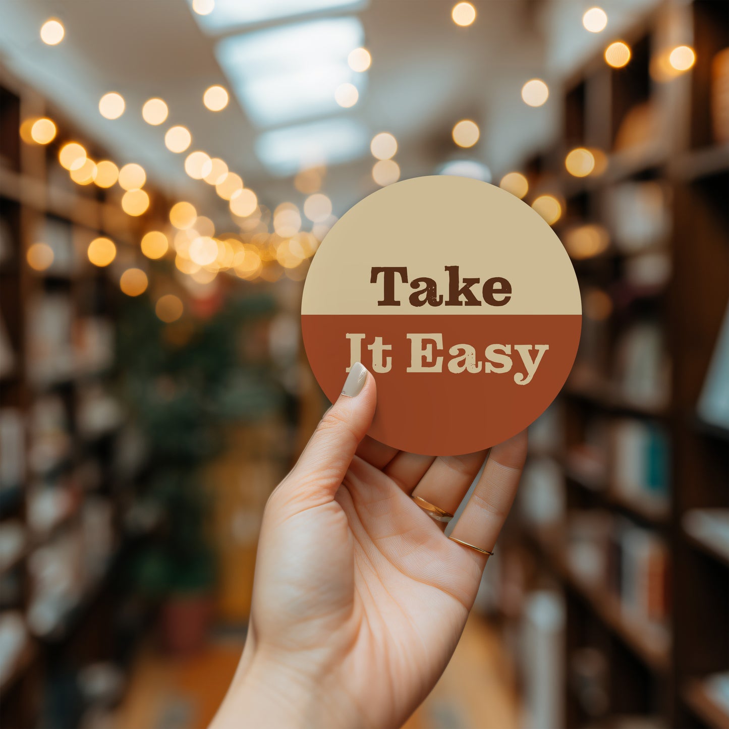 Take It Easy Round Bumper Sticker