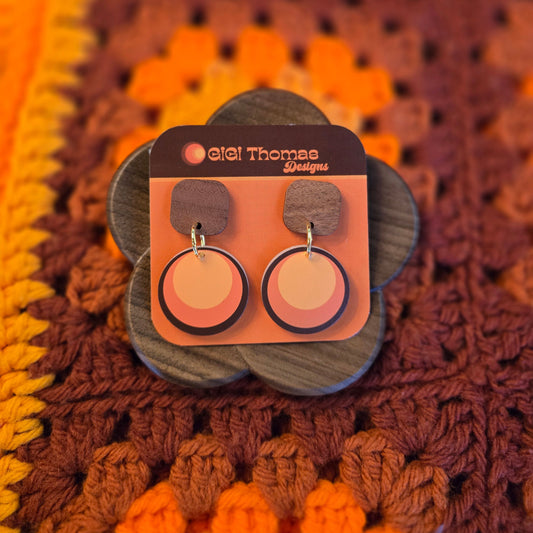 Brown and Orange Circles Earrings