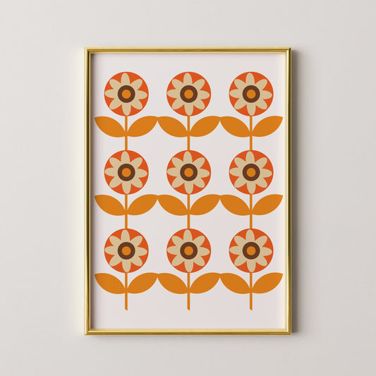 3 Row Flowers Print