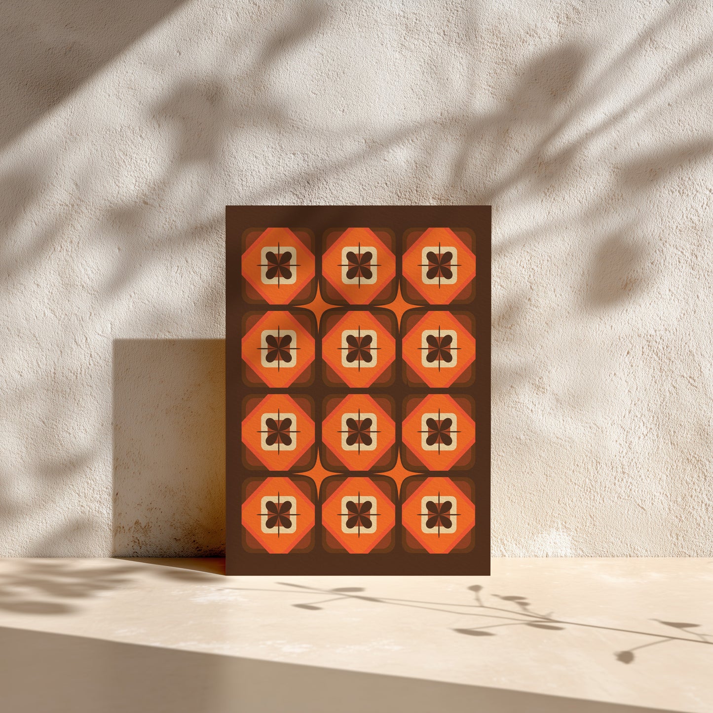 Squares and Flowers Art Card