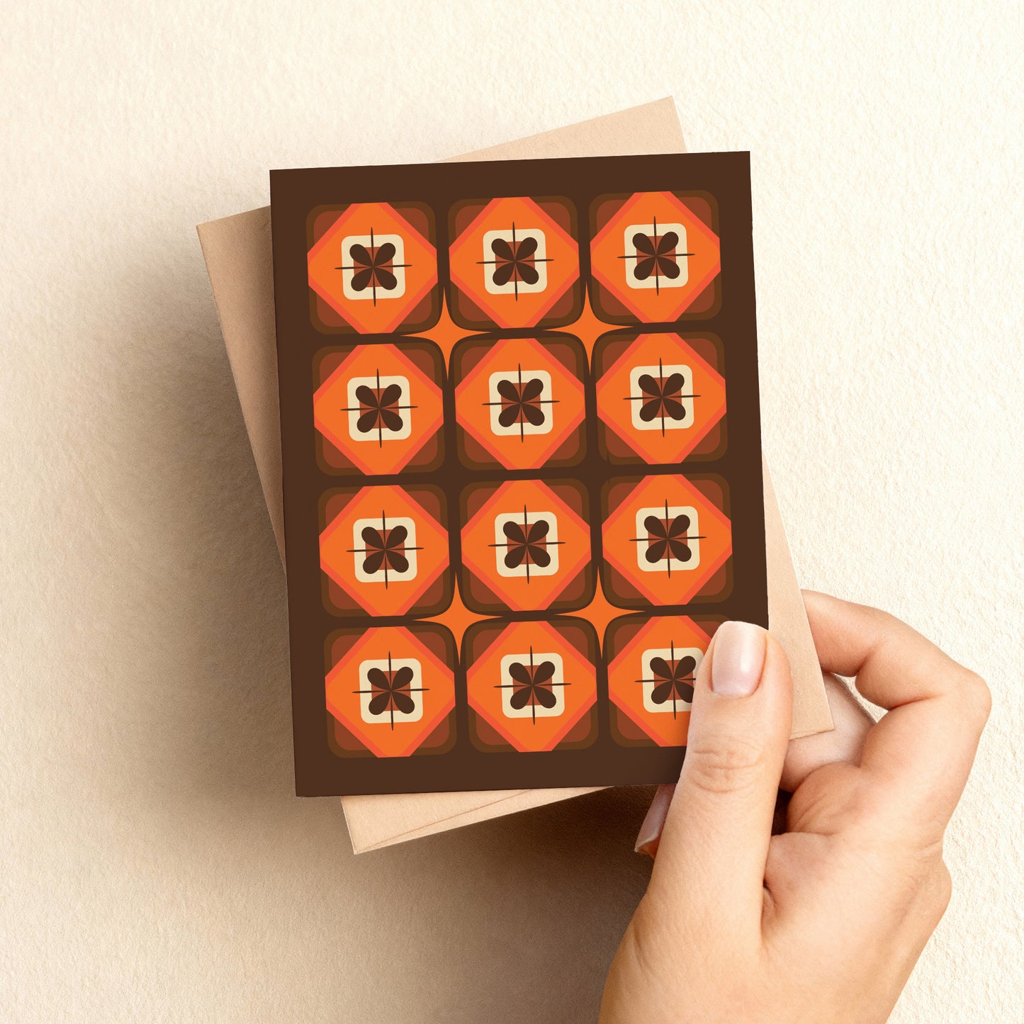 Squares and Flowers Art Card