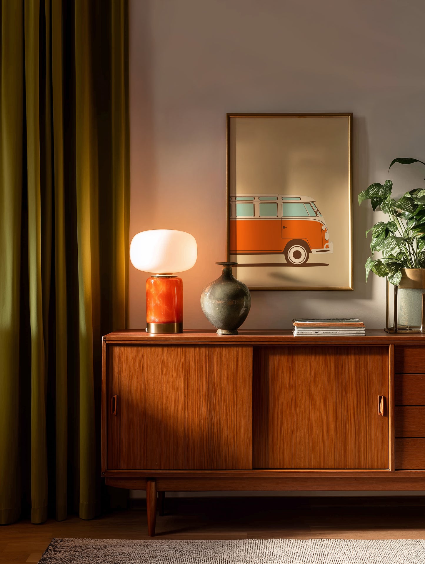 Orange Retro Bus Print