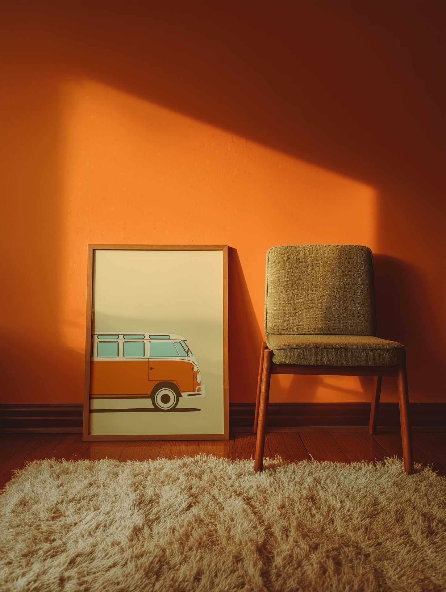 Orange Retro Bus Print