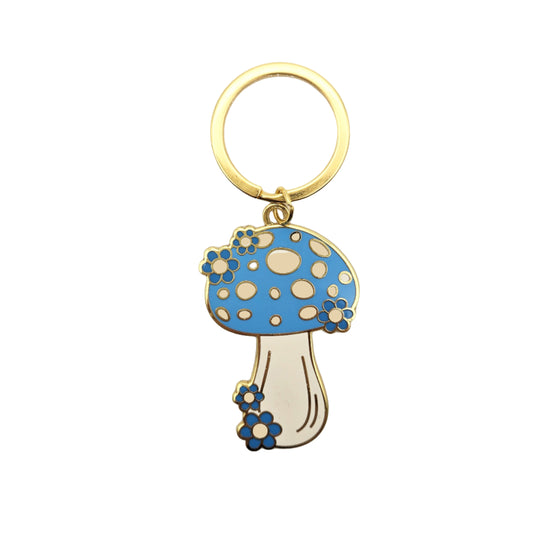 Blue Mushroolm Keychain