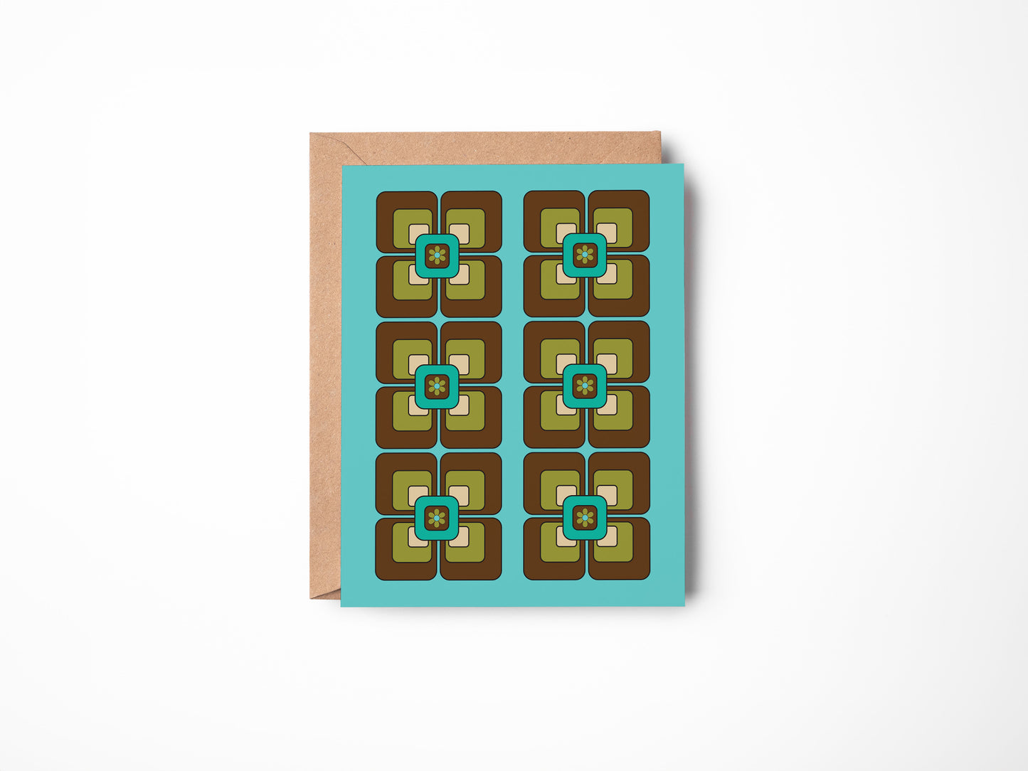 Retro Boxed Card Set - Blue and Brown Squares