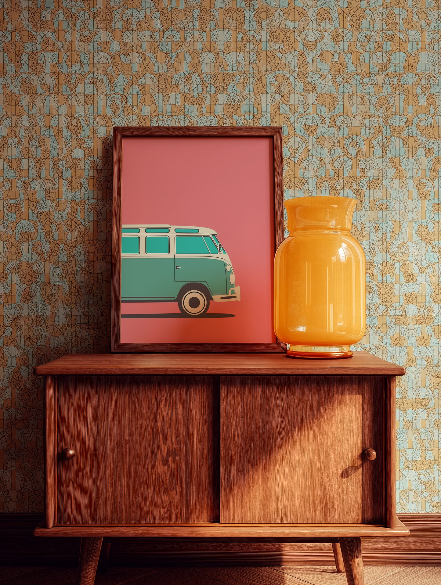 Blue Retro Bus Print