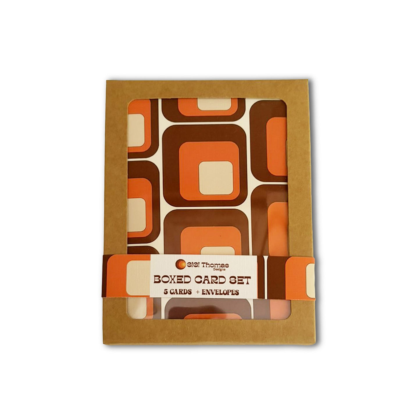 Retro Boxed Card Set - Brown and Orange Squares