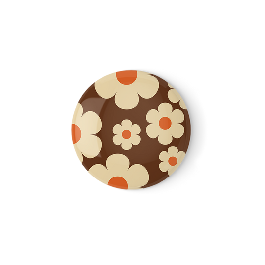 Ivory and Orange Flowers Pinback Button