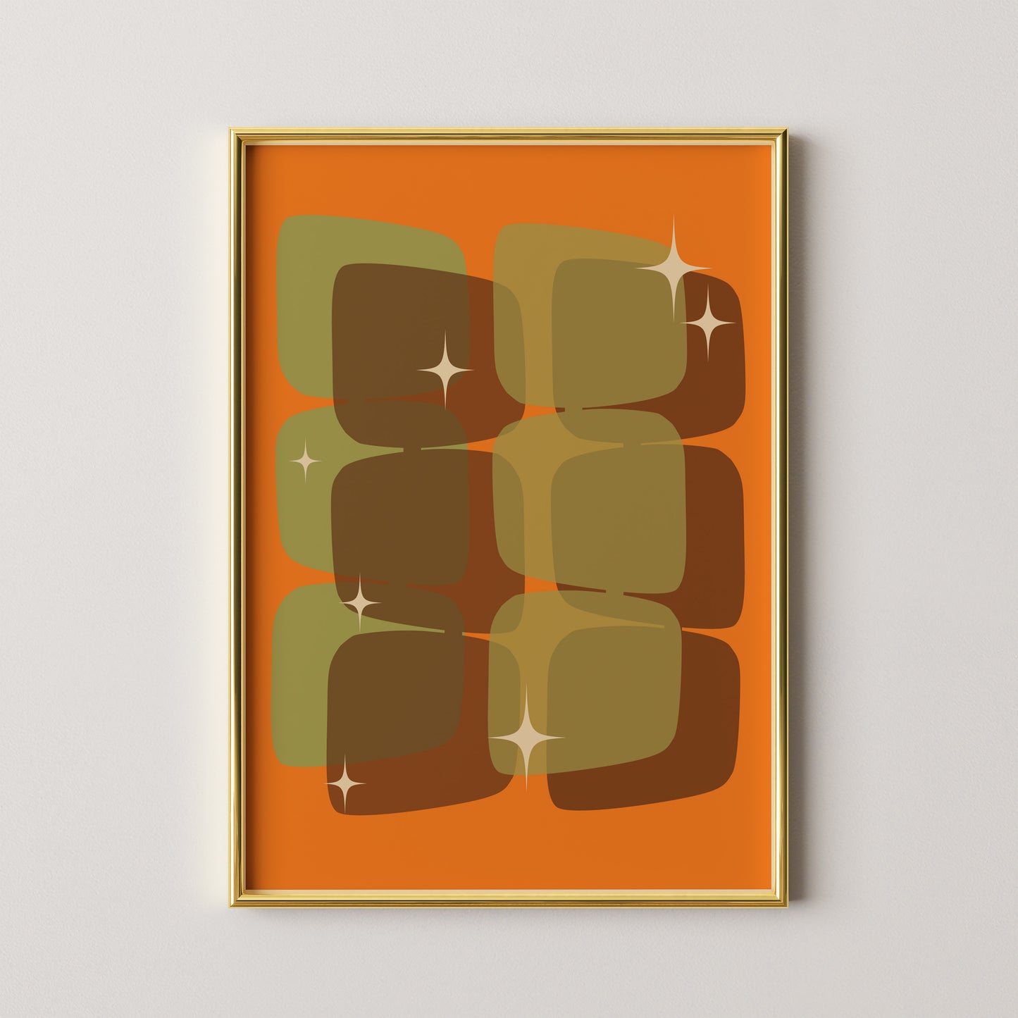 Brown and Green Squares Print