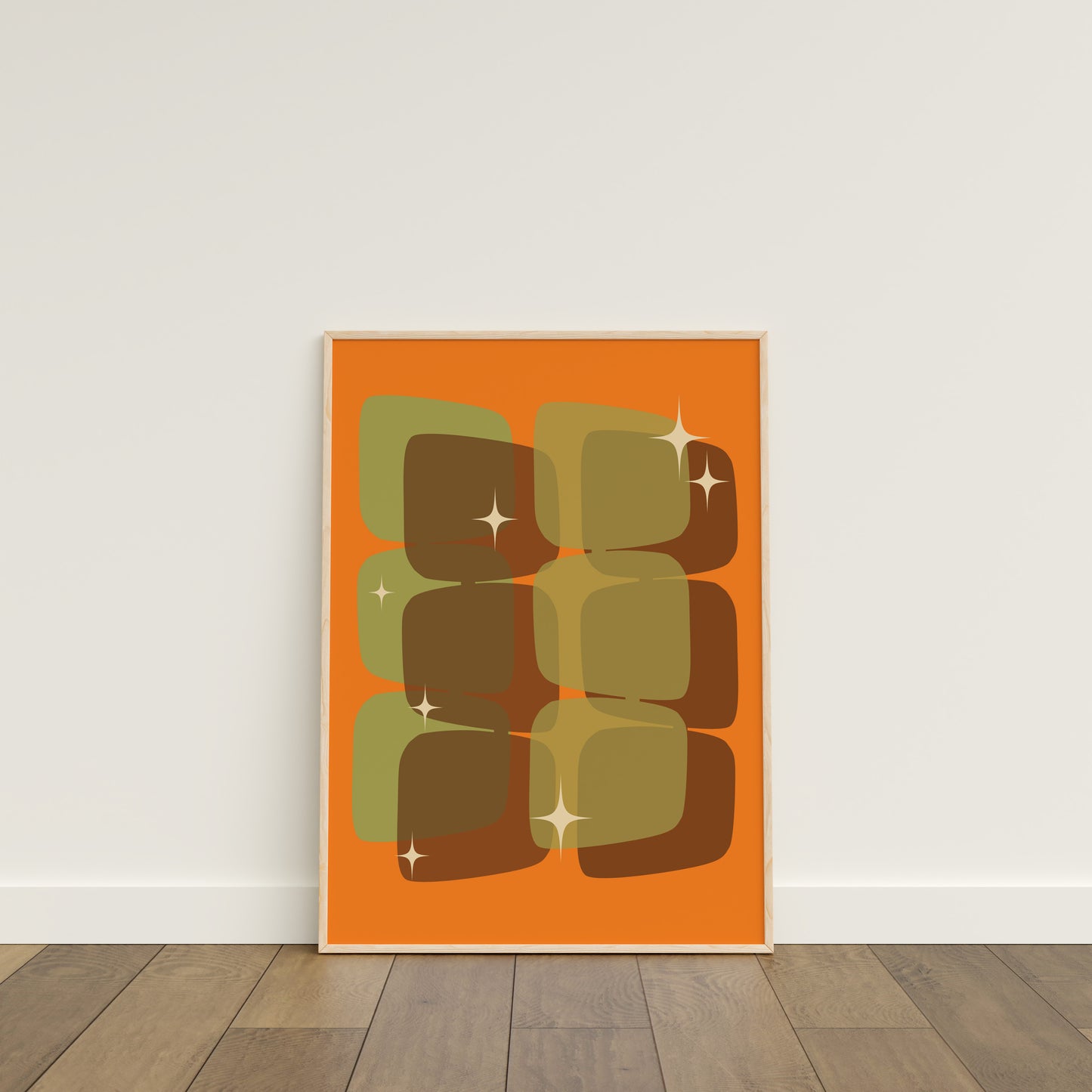 Brown and Green Squares Print