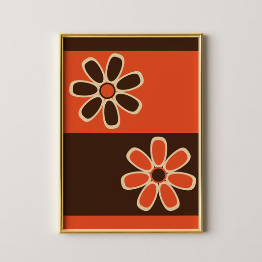 Brown and Orange Flowers Print