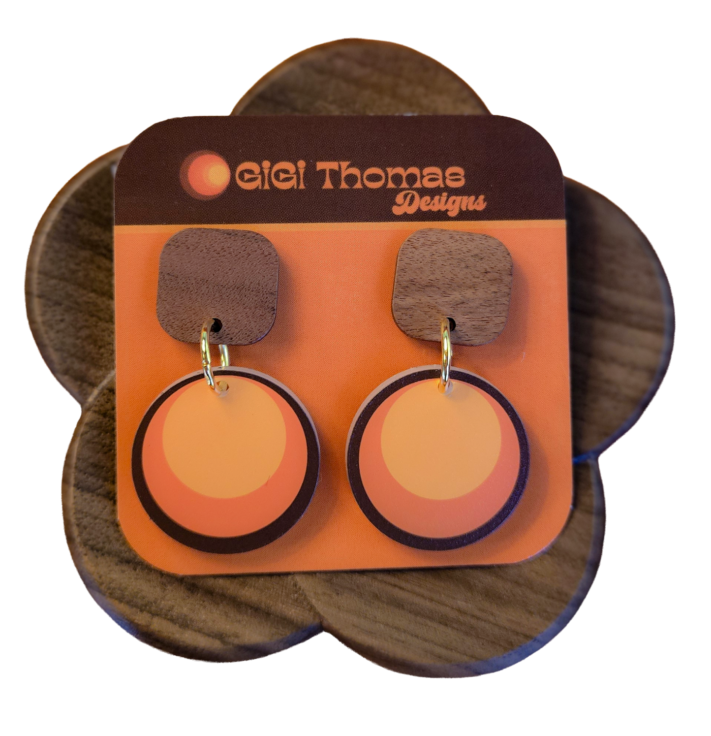 Brown and Orange Circles Earrings