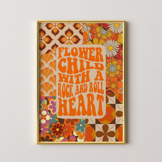 Flower Child With A Rock and Roll Heart Print