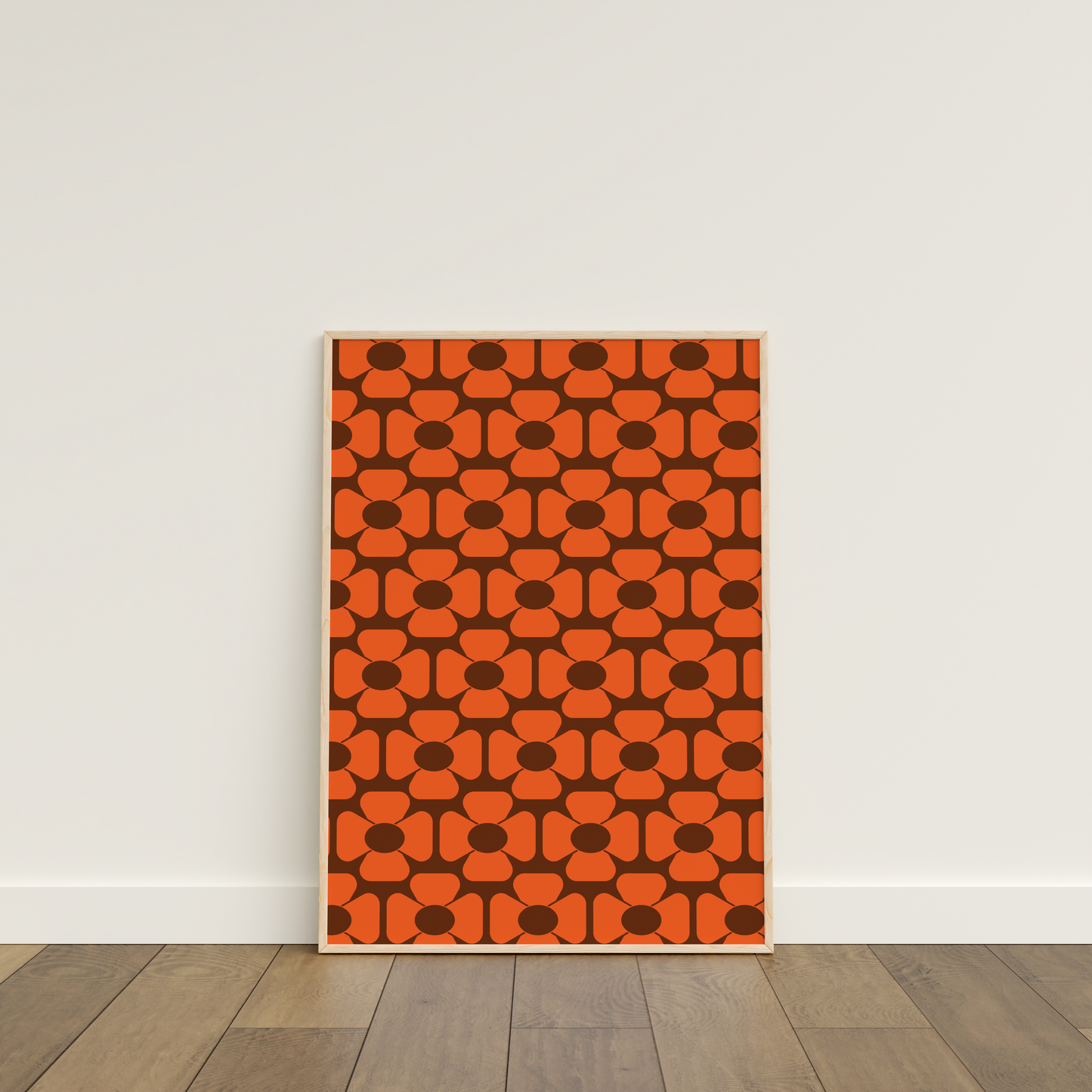Brown and Orange Flower Print