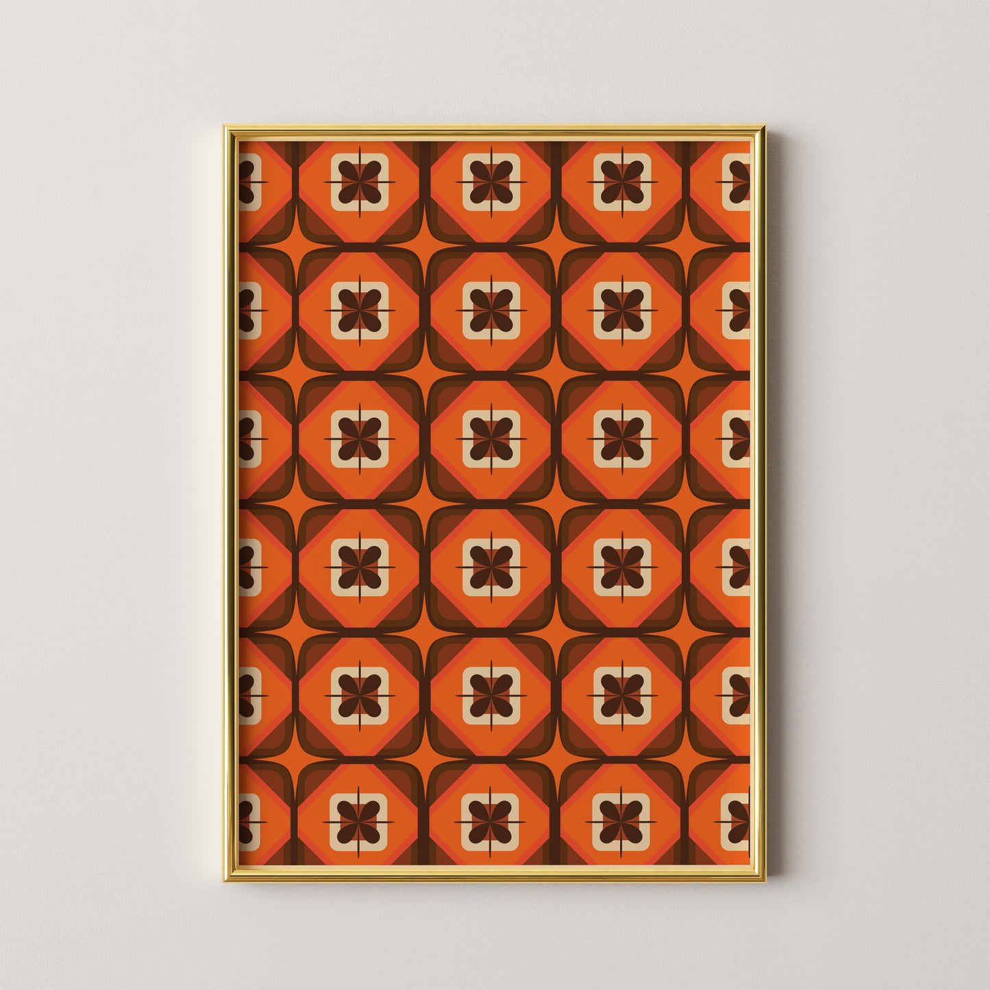 Squares and Flower Print