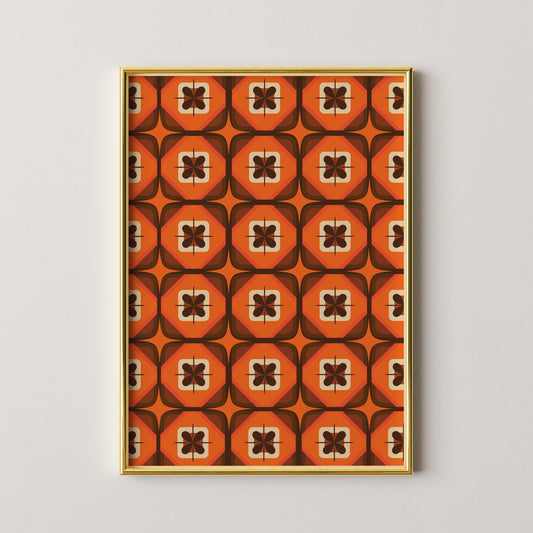 Squares and Flower Print