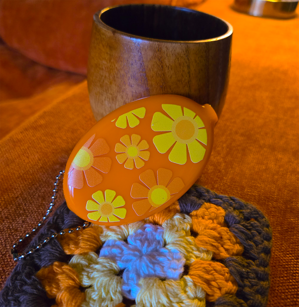 Orange Flower Coin Purse