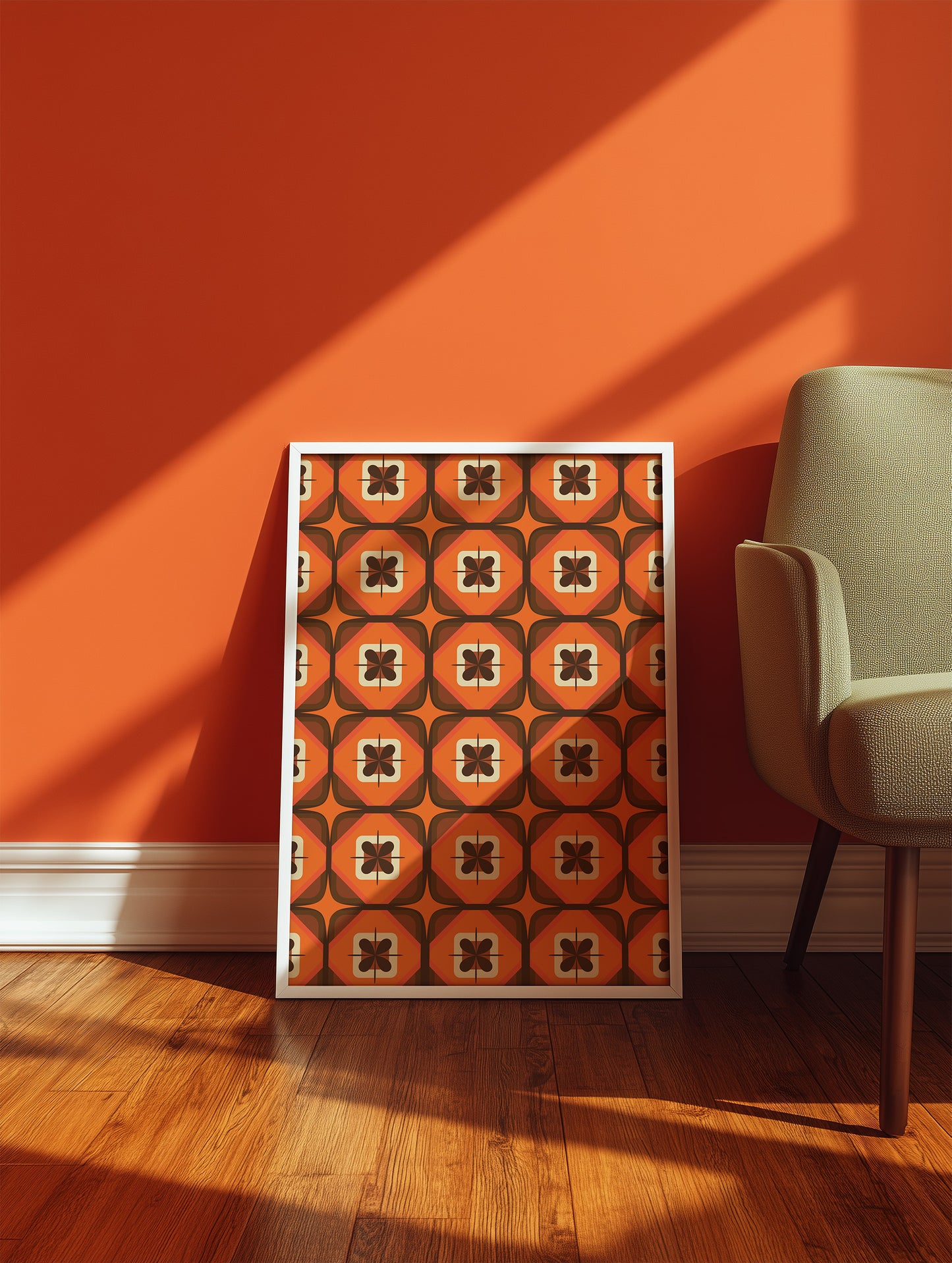 Squares and Flower Print