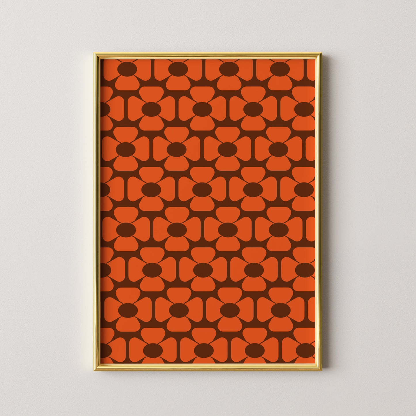 Brown and Orange Flower Print