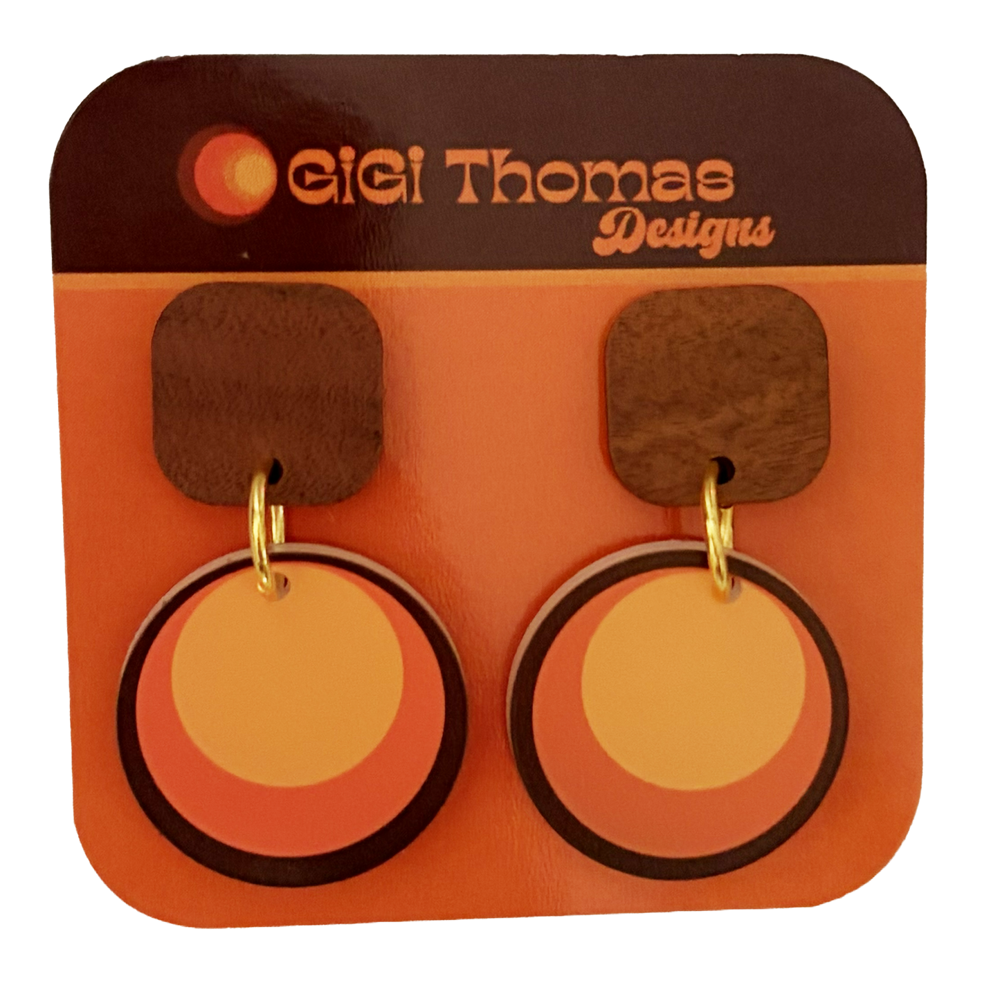 Brown and Orange Circles Earrings