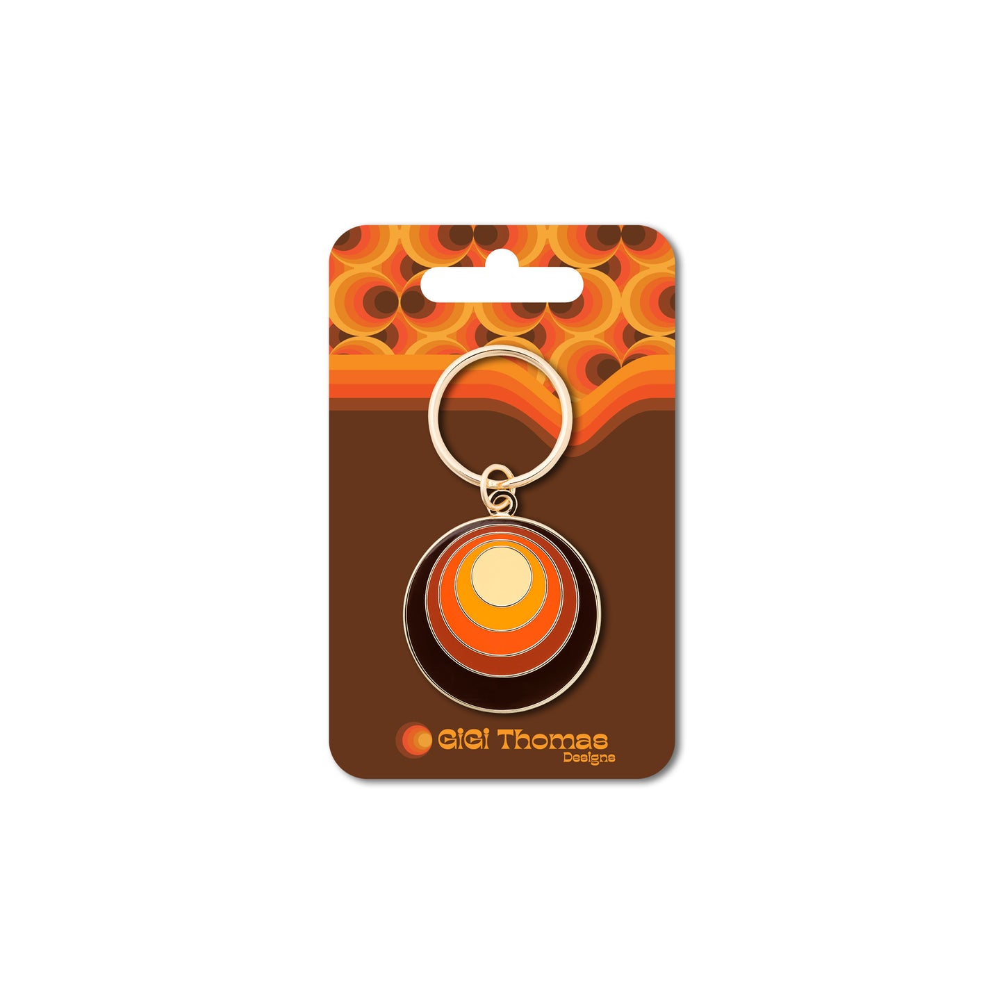 Orange and Brown Circles Keychain