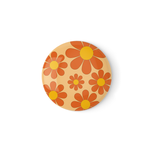 Orange and Yellow Flower Pinback Button