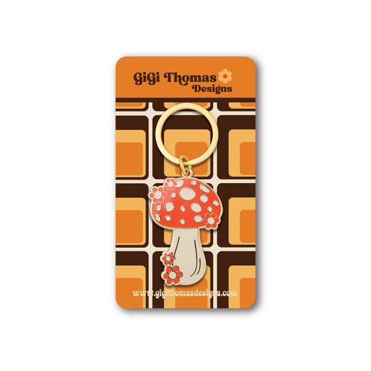 Orange Mushroom Keychain