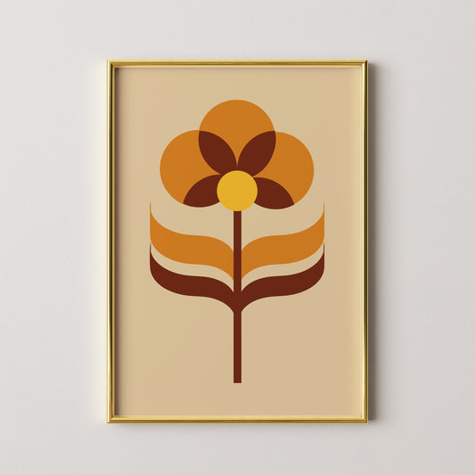 Orange and Brown Flower Print