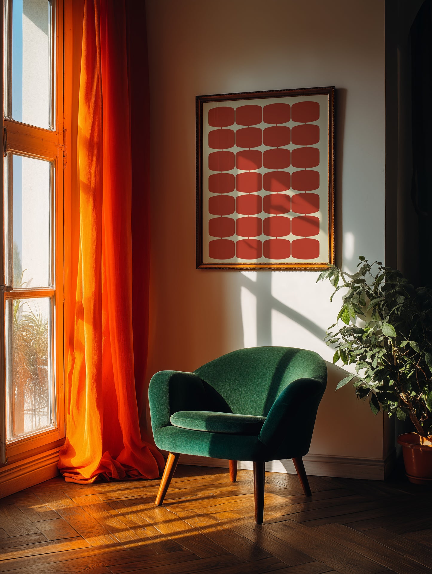 Red Squares Print