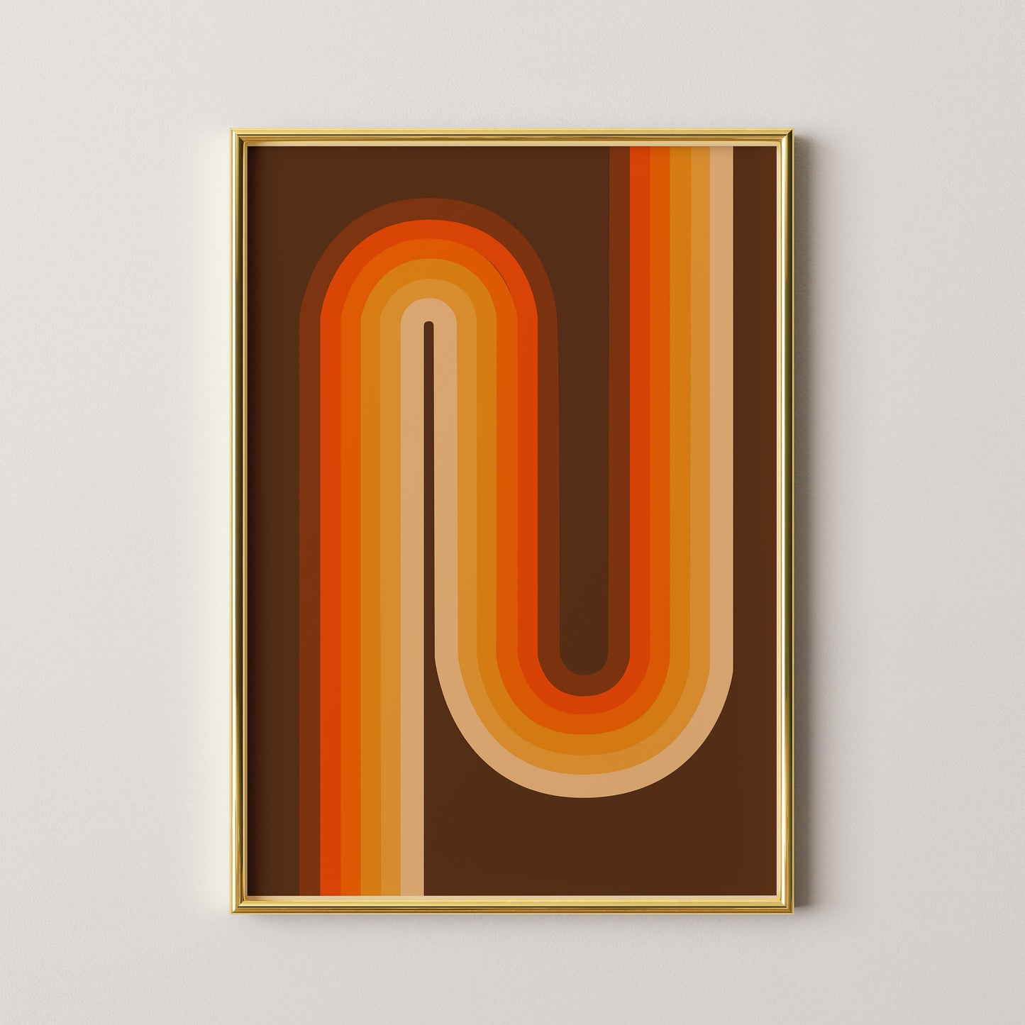 Retro Wave Dark Brown Print