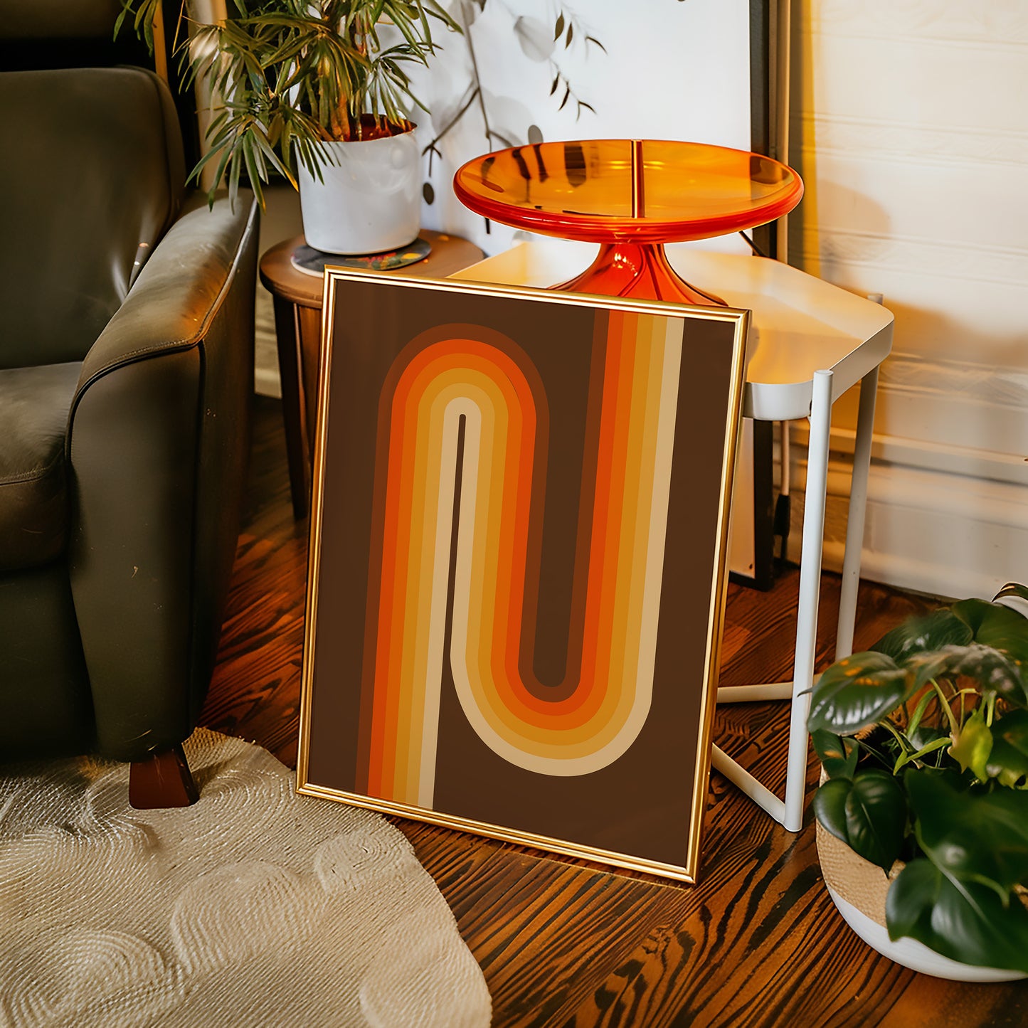 Retro Wave Dark Brown Print