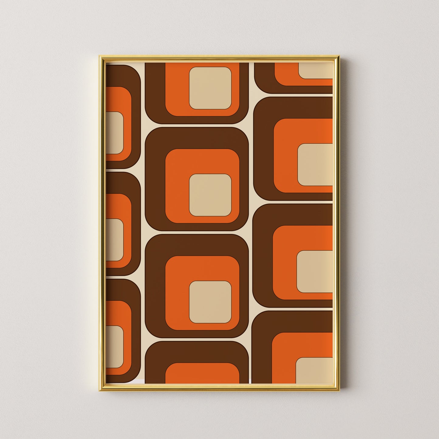 Brown and Orange Squares Print