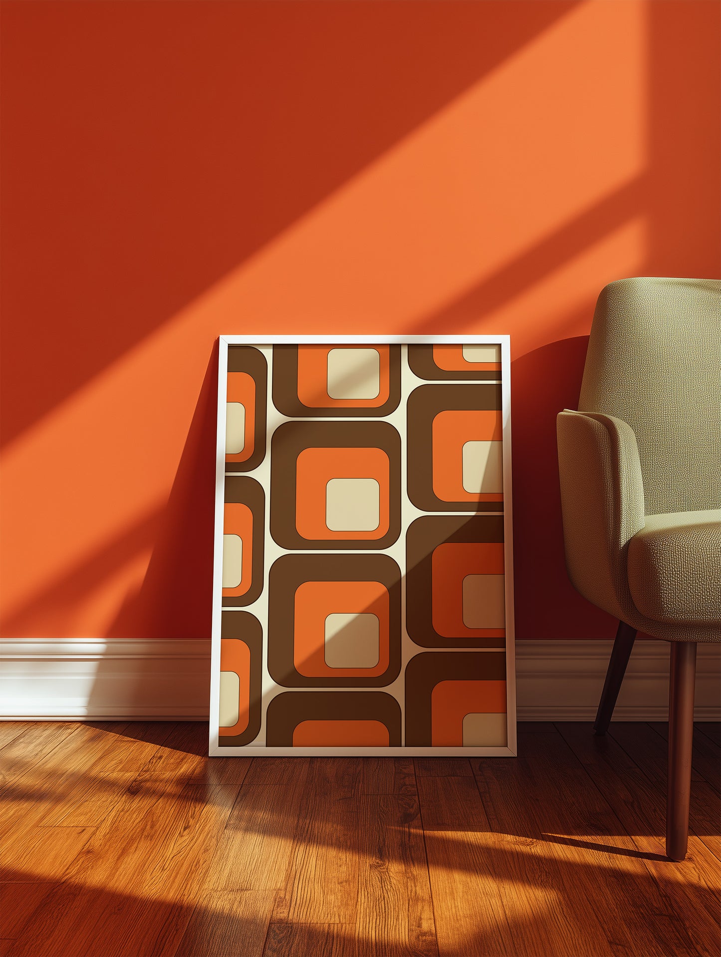 Brown and Orange Squares Print