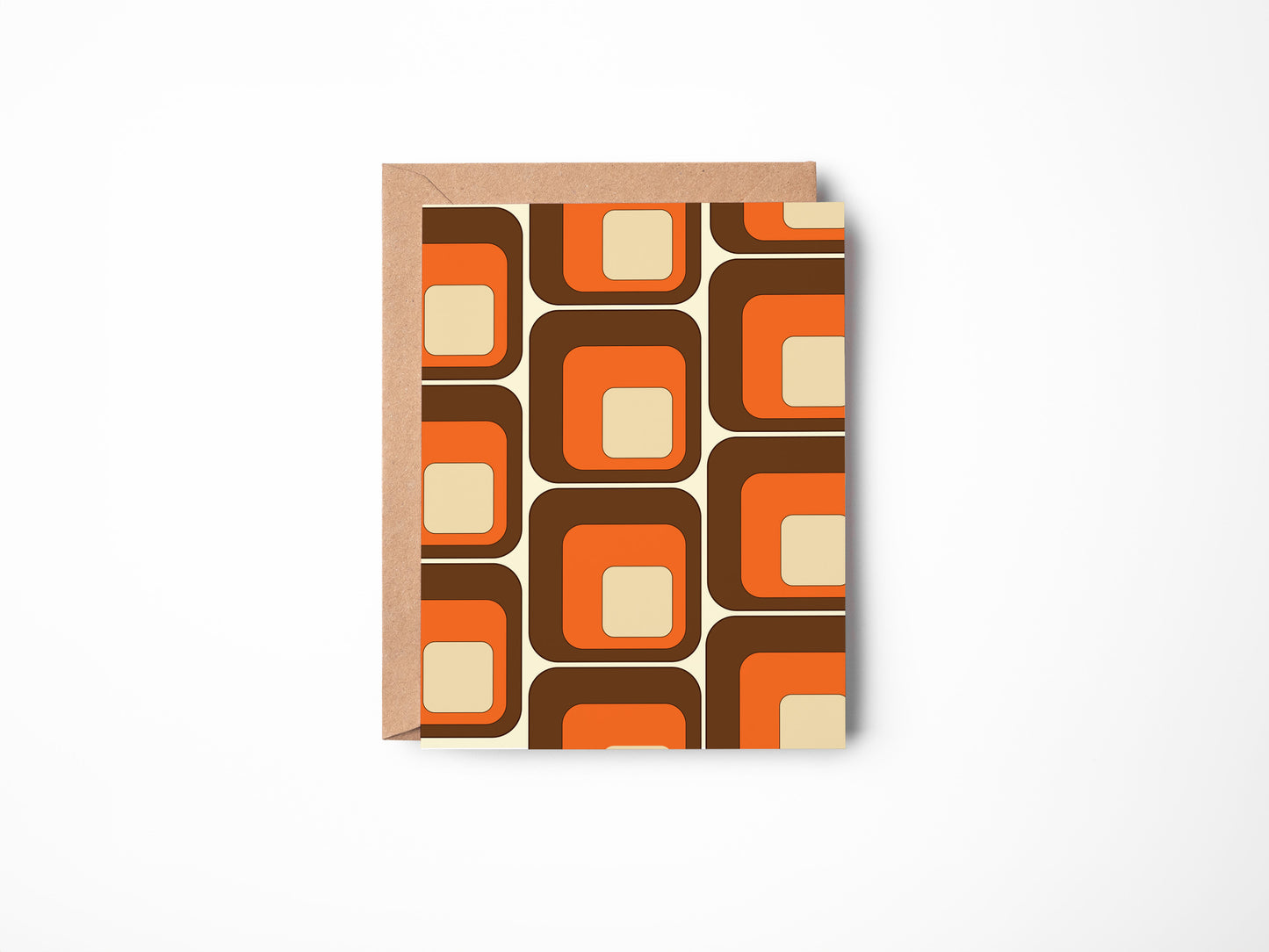 Retro Boxed Card Set - Brown and Orange Squares